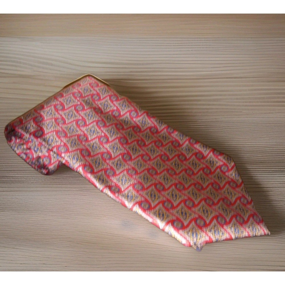 Boston Traders 100% Silk‎ Men's Tie  Geometric Woven Vintage